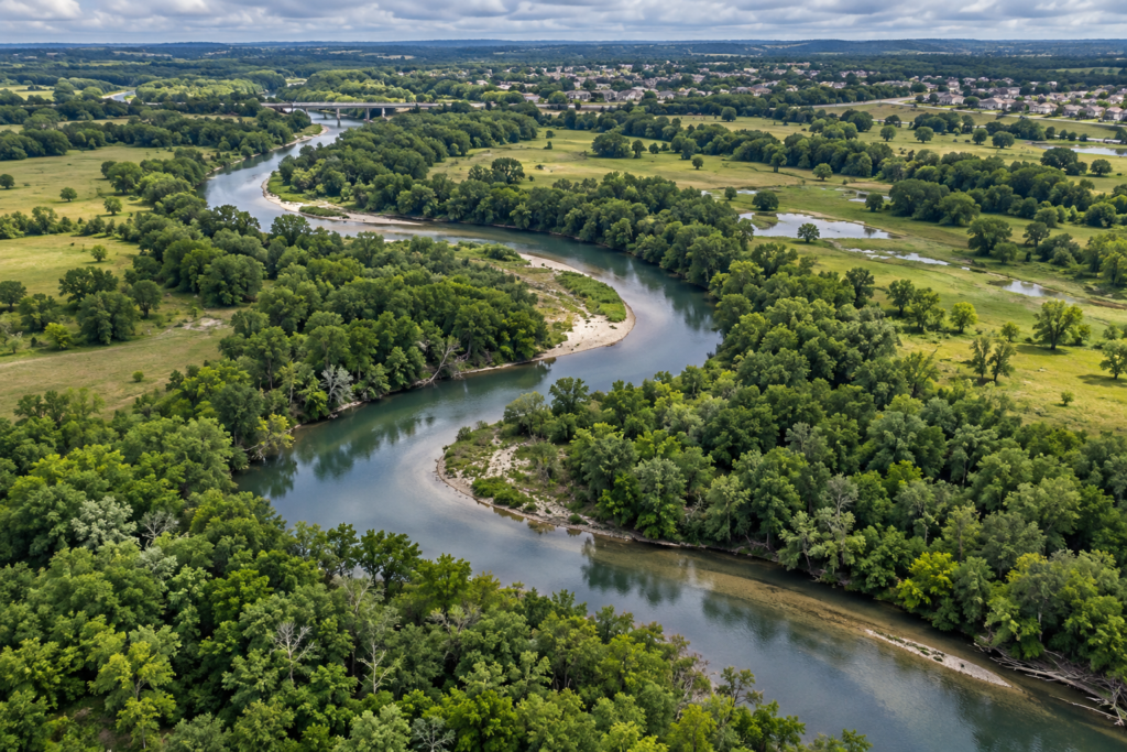 Illustrative creek corridor and surrounding floodplain landscape